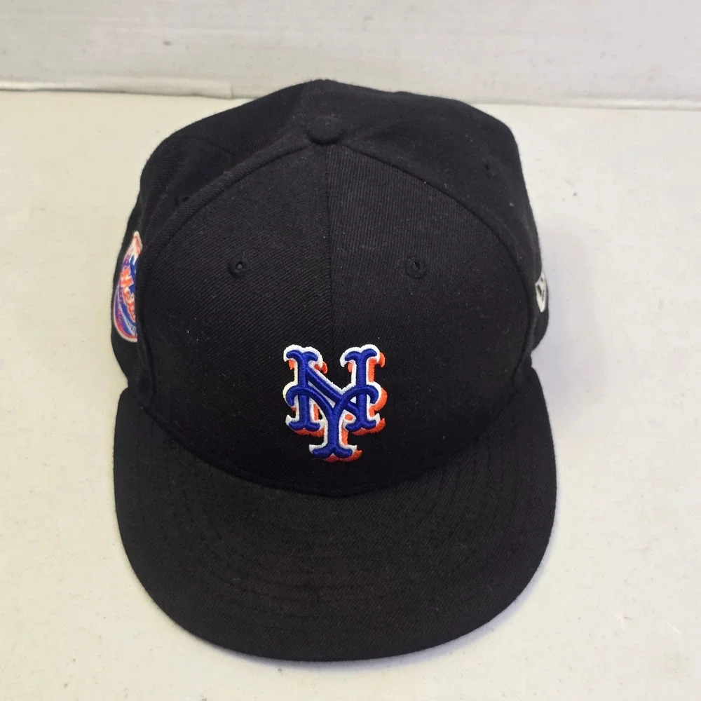 New Era Men's New York Mets 9FIFTY Snapback Hat OSFM Black MLB Side Patch Cap